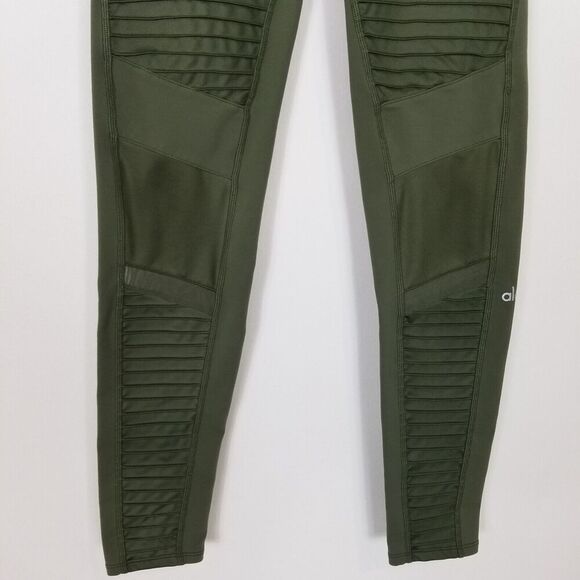 Alo Yoga Women's 7/8 High Waist Moto Legging Sz S Olive Athletic Casual - Picture 3 of 7
